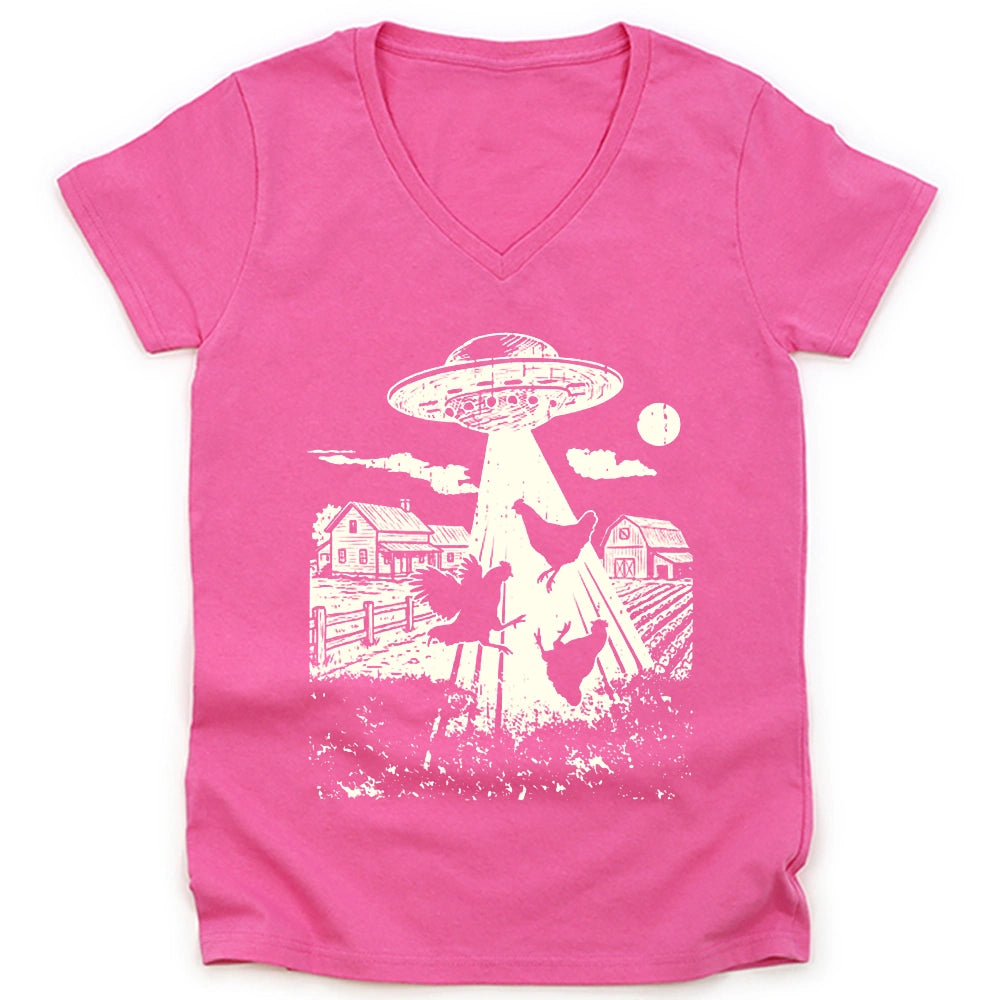 UFO Chickens Lady V-neck