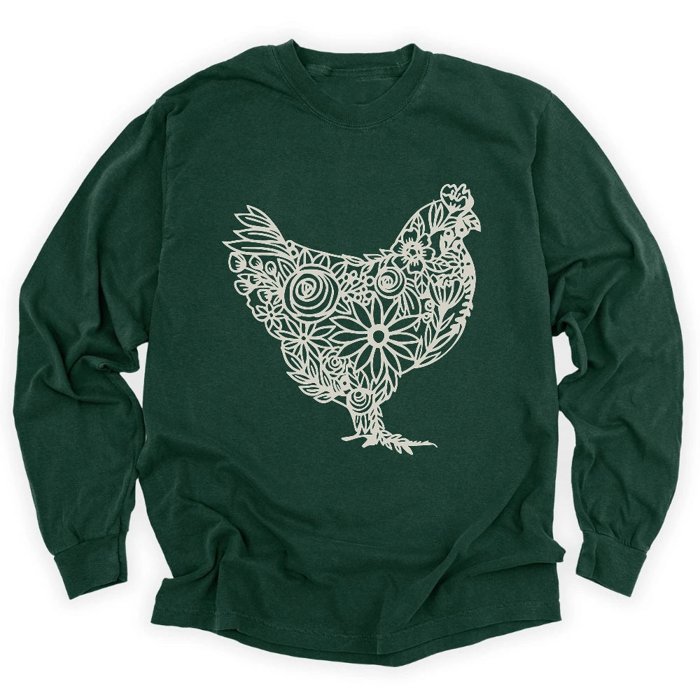 Garden Blossom Chicken Long Sleeve T-shirt