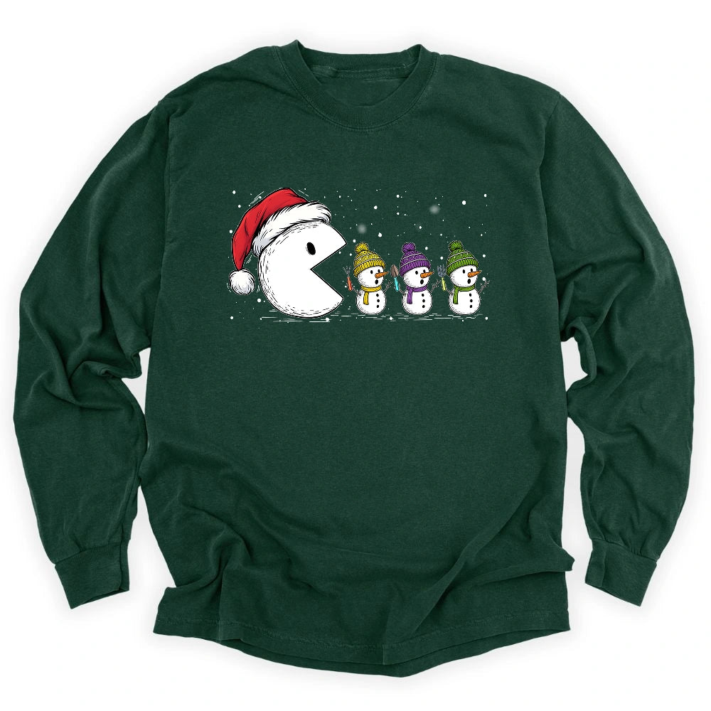 Pacman Snowman Long Sleeve T-shirt