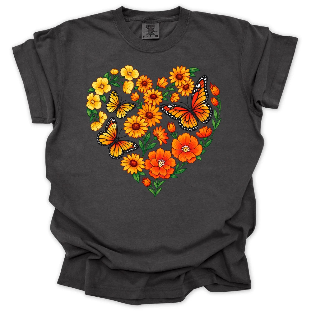 Butterfly Garden Heart T-shirt