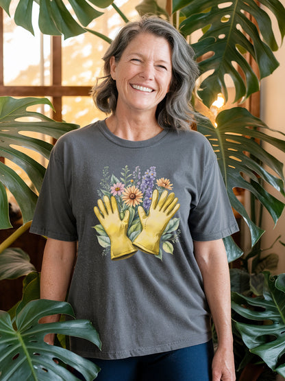 Floral Gardening Gloves T-shirt
