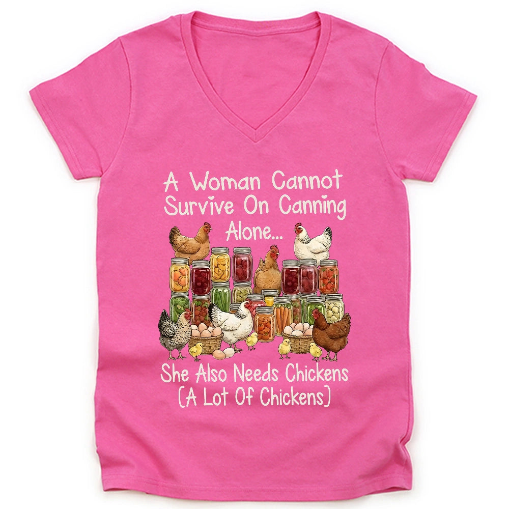 Canning & Chickens Lover Lady V-neck