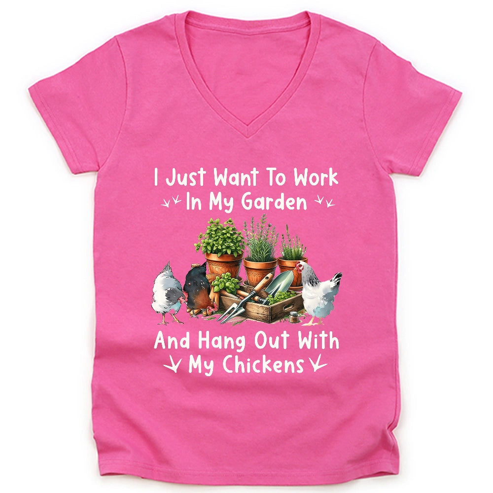 Garden & Chickens Lady V-neck