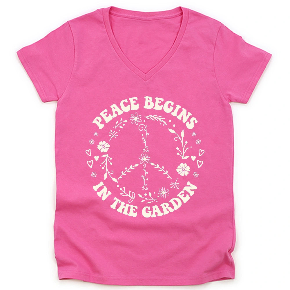 Peace Garden Lady V-neck