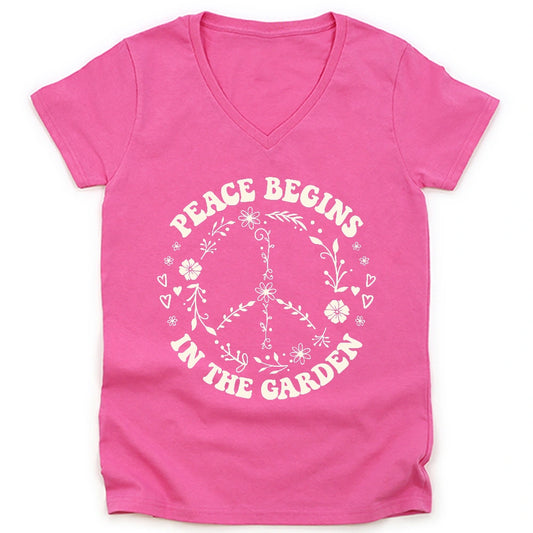 Peace Garden Lady V-neck