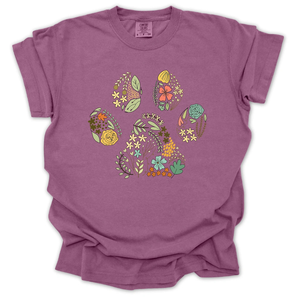 Floral Dog Paw T-shirt