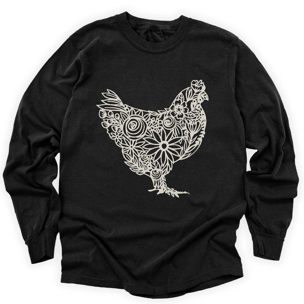Garden Blossom Chicken Long Sleeve T-shirt