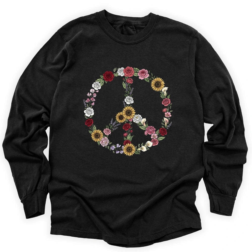 Peace Love Flowers Long Sleeve T-shirt
