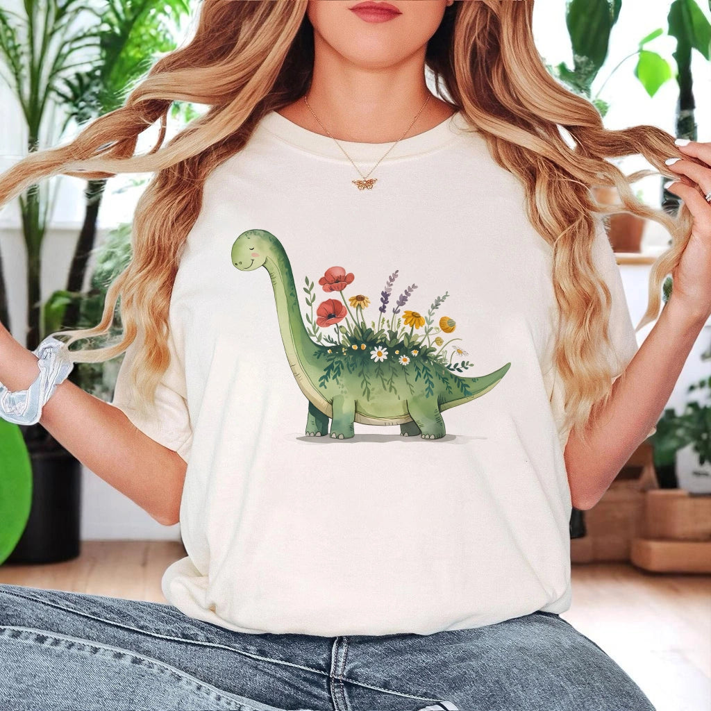 Brontosaurus Flower T-Shirt