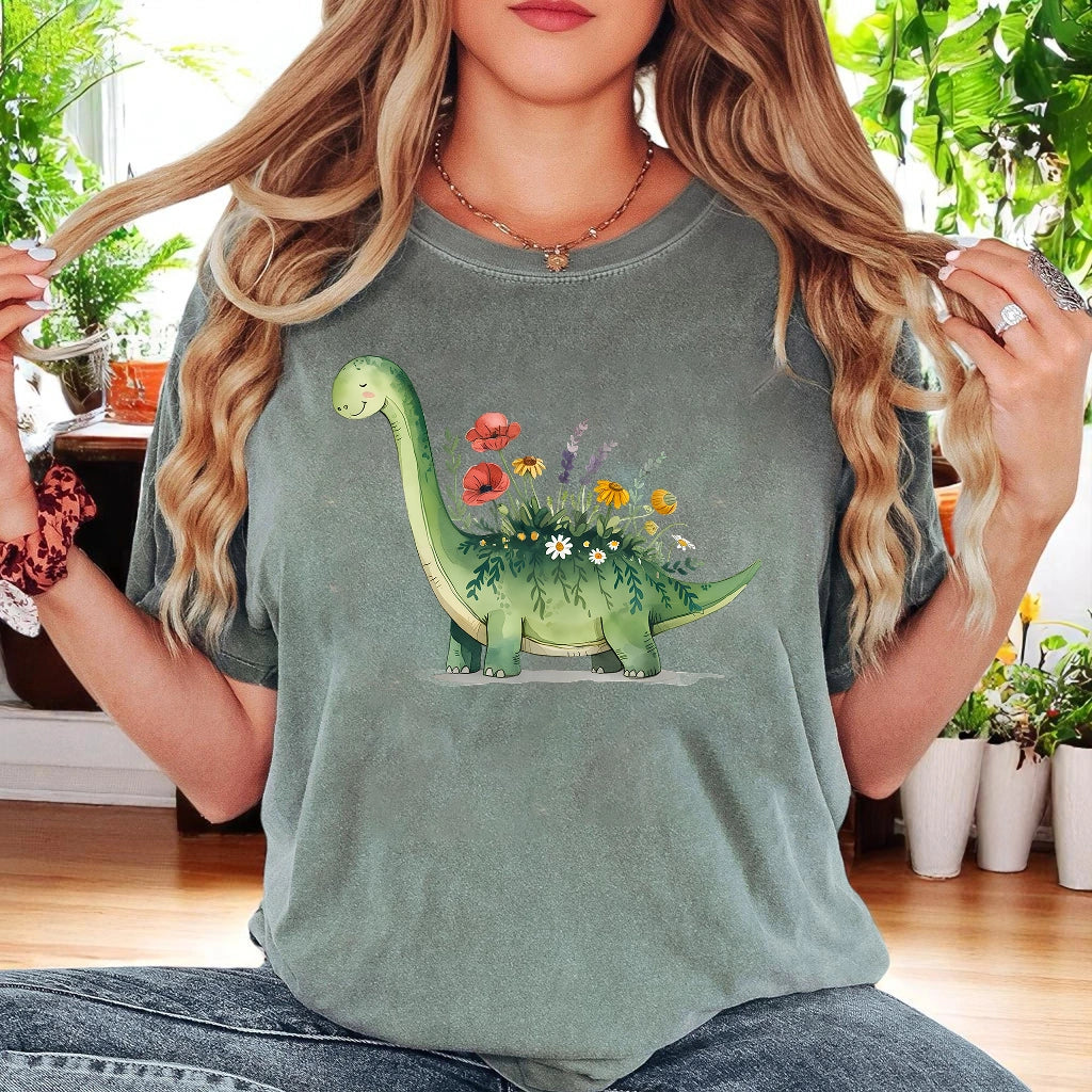 Brontosaurus Flower T-Shirt