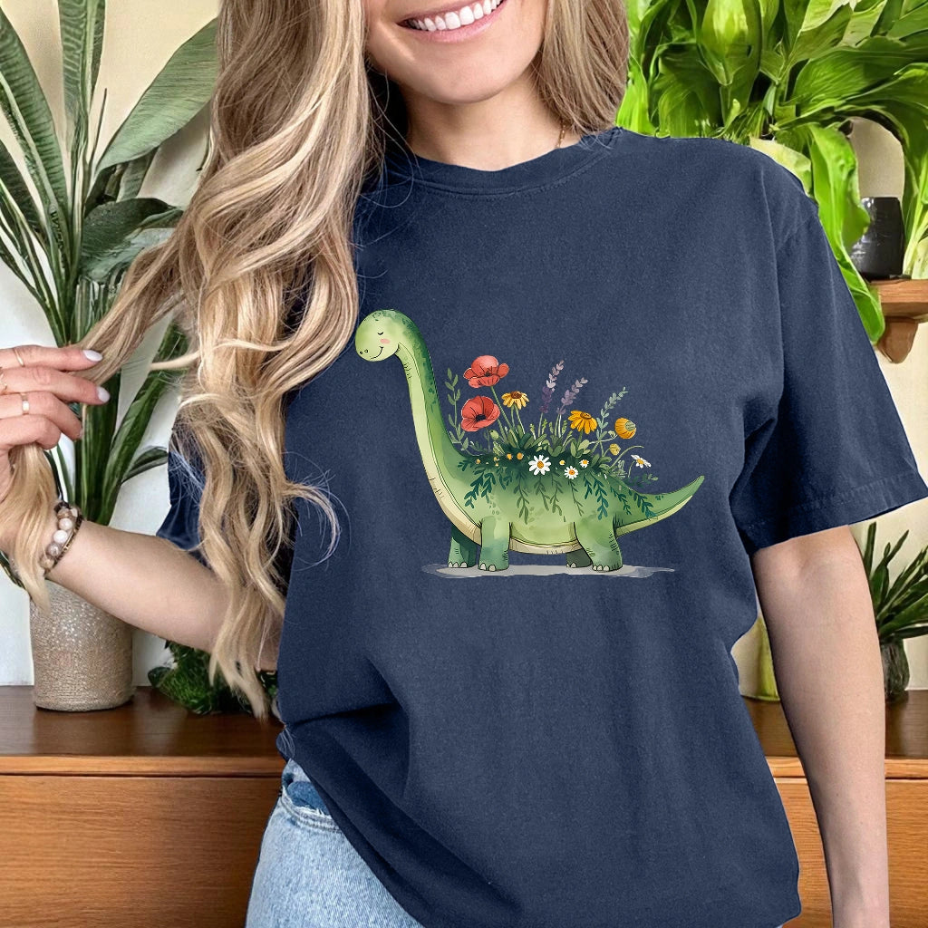 Brontosaurus Flower T-Shirt