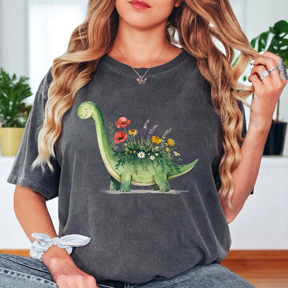Brontosaurus Flower T-Shirt