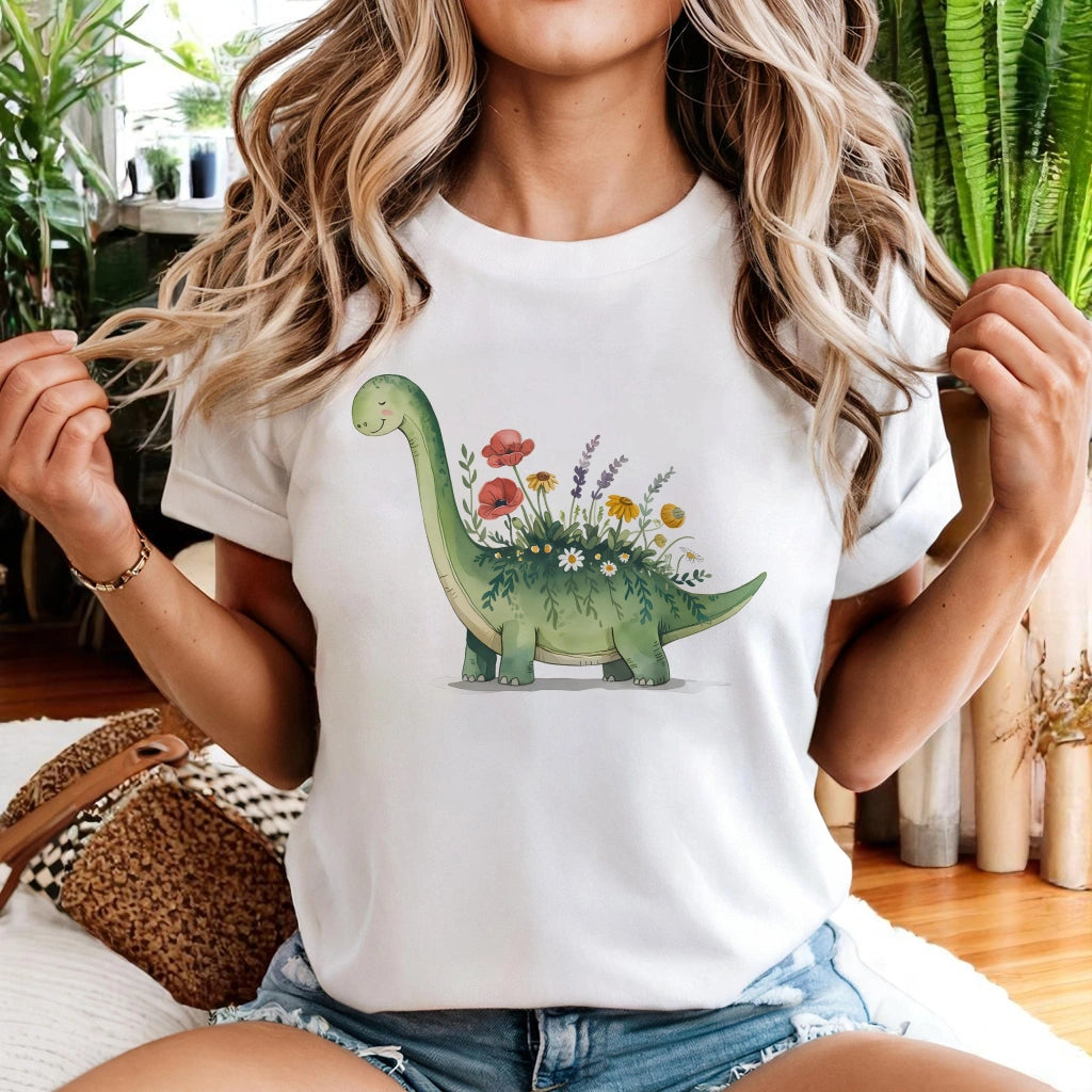 Brontosaurus Flower T-Shirt