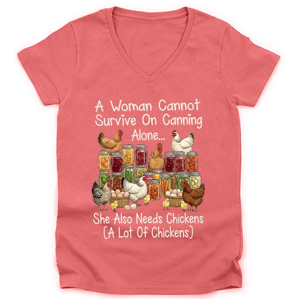 Canning & Chickens Lover Lady V-neck