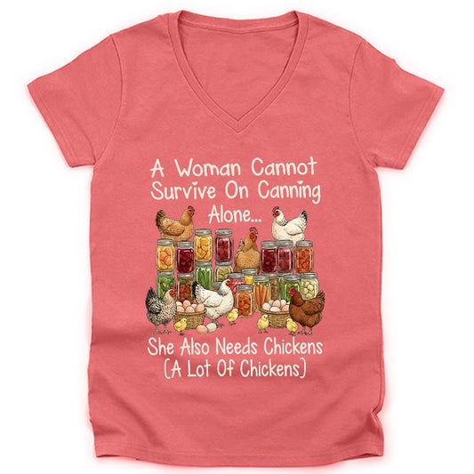 Canning & Chickens Lover Lady V-neck
