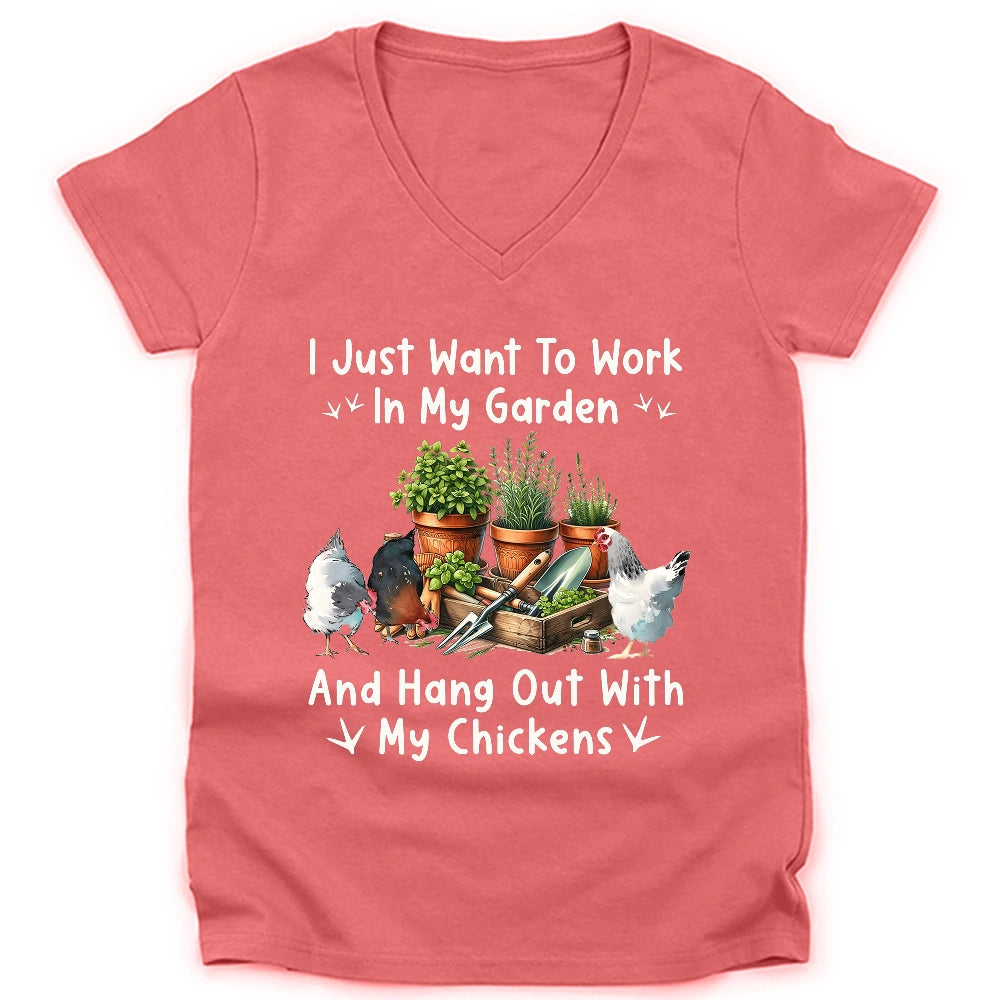 Garden & Chickens Lady V-neck