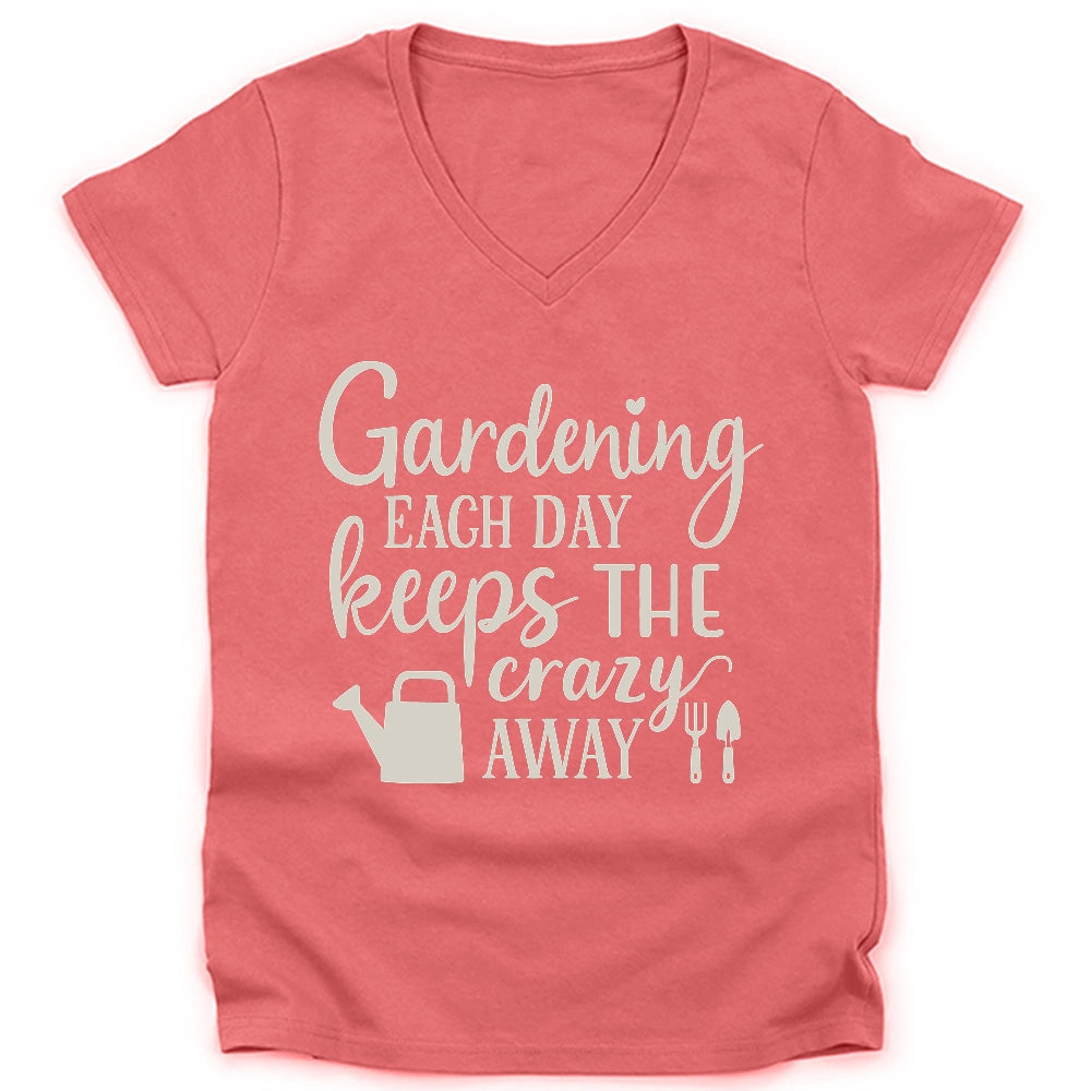 Gardening Keeps Crazy Away Lady V-neck