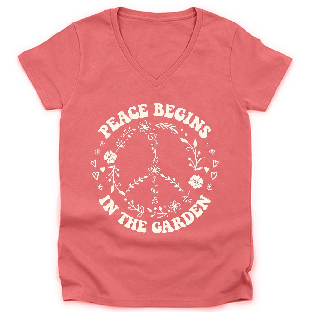 Peace Garden Lady V-neck