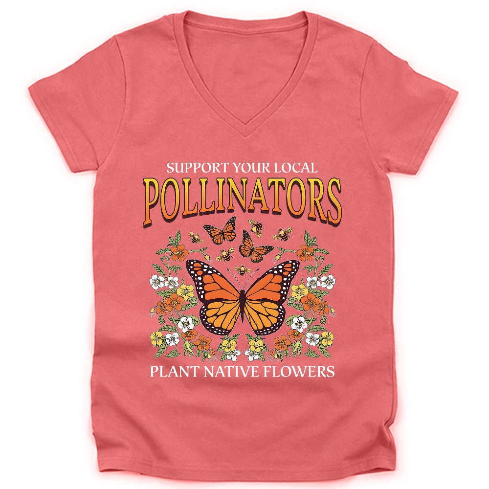 Support Your Local Pollinators Lady V-neck