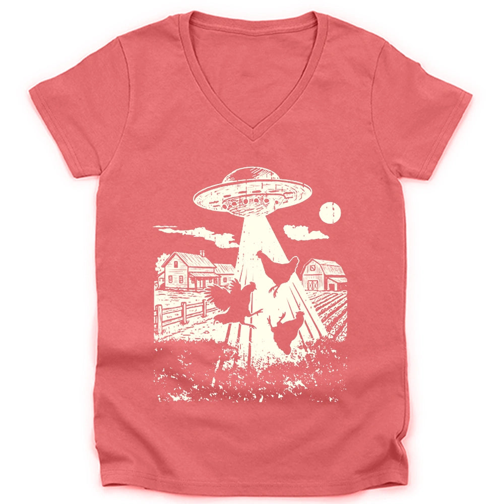 UFO Chickens Lady V-neck