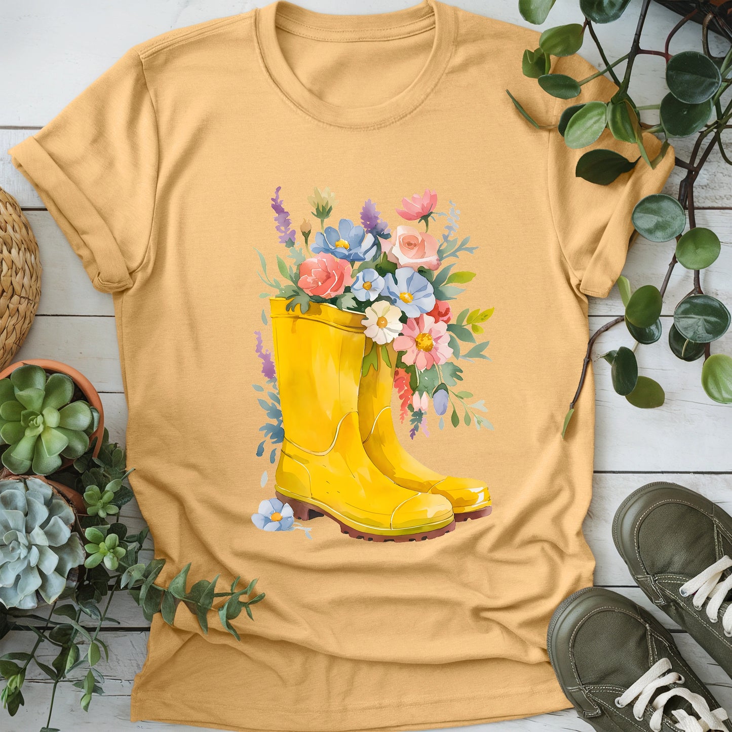 Floral Gardening Boots T-shirt