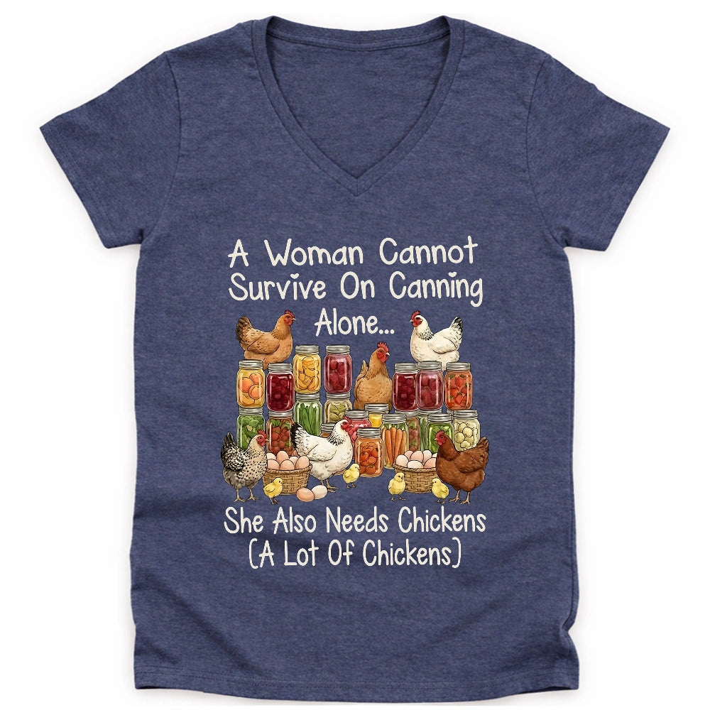 Canning & Chickens Lover Lady V-neck
