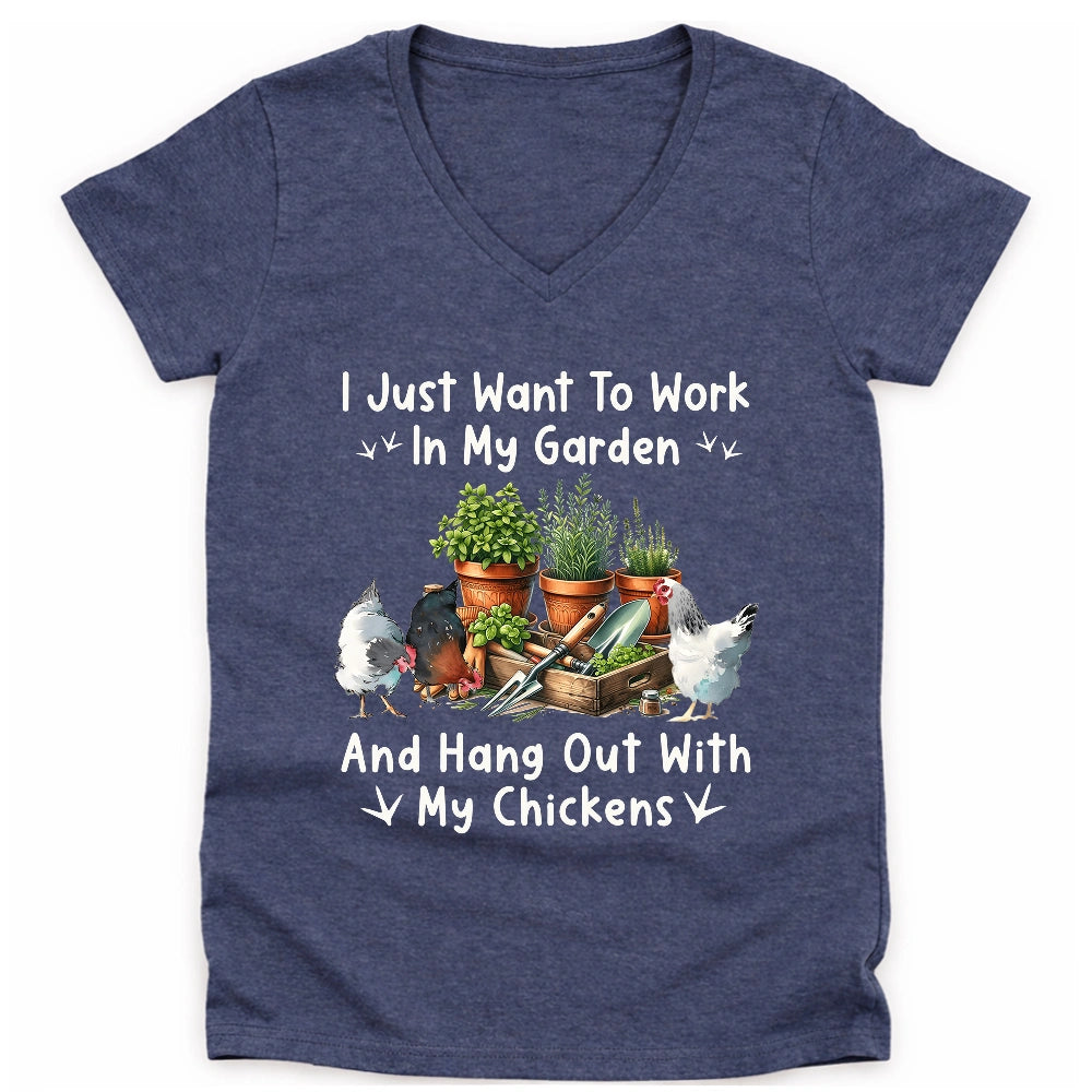Garden & Chickens Lady V-neck