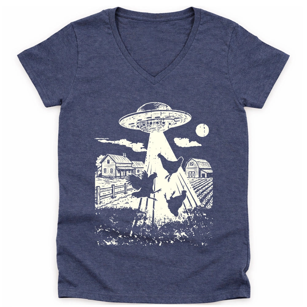 UFO Chickens Lady V-neck