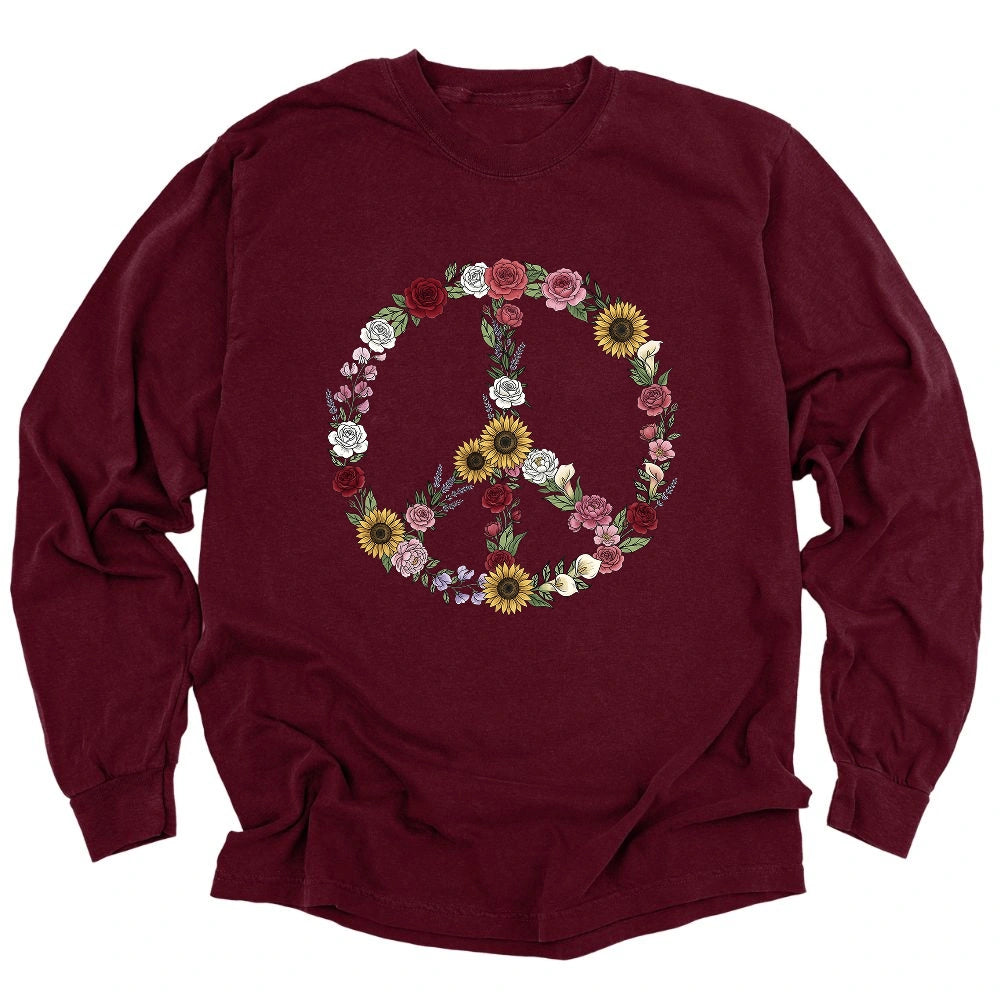 Peace Love Flowers Long Sleeve T-shirt