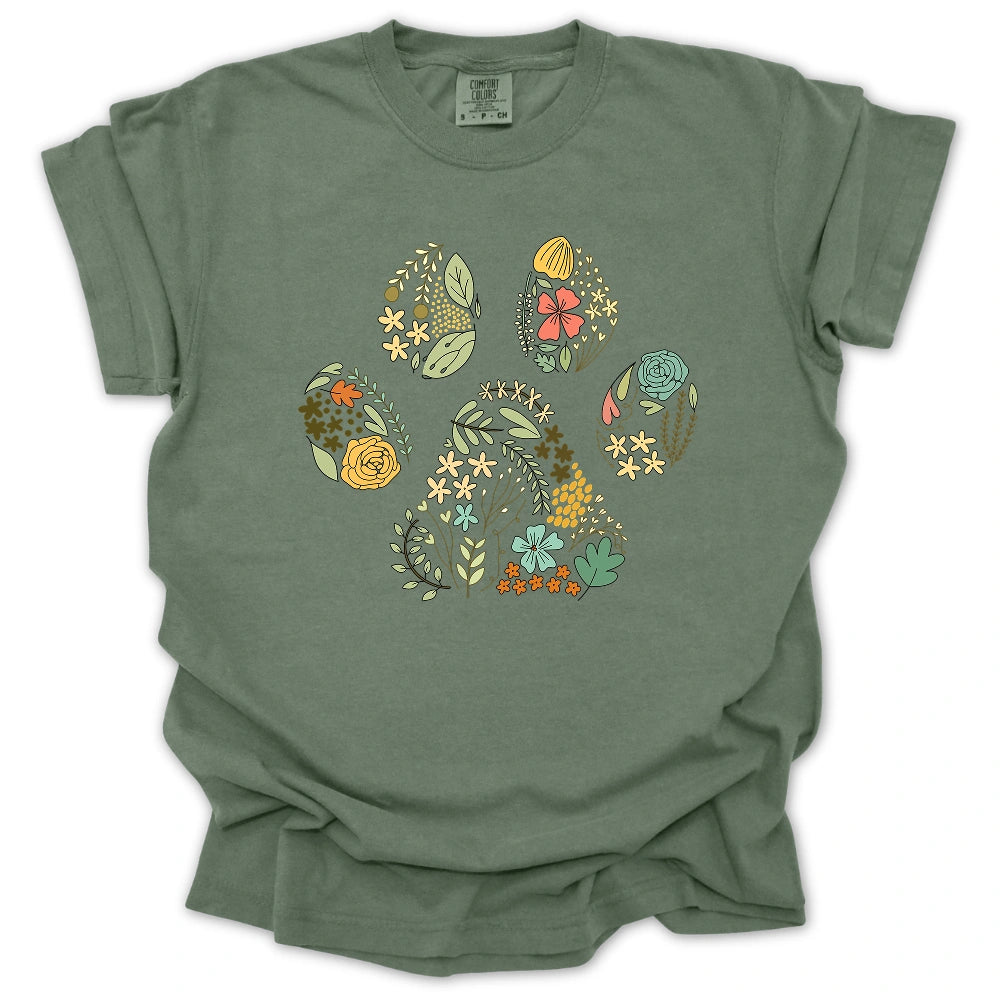 Floral Dog Paw T-shirt