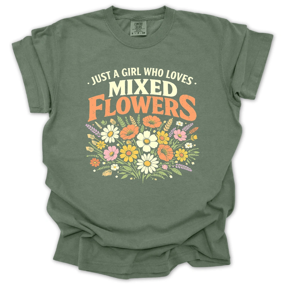 Just A Girl Who Loves Mixed Flowers T-shirt
