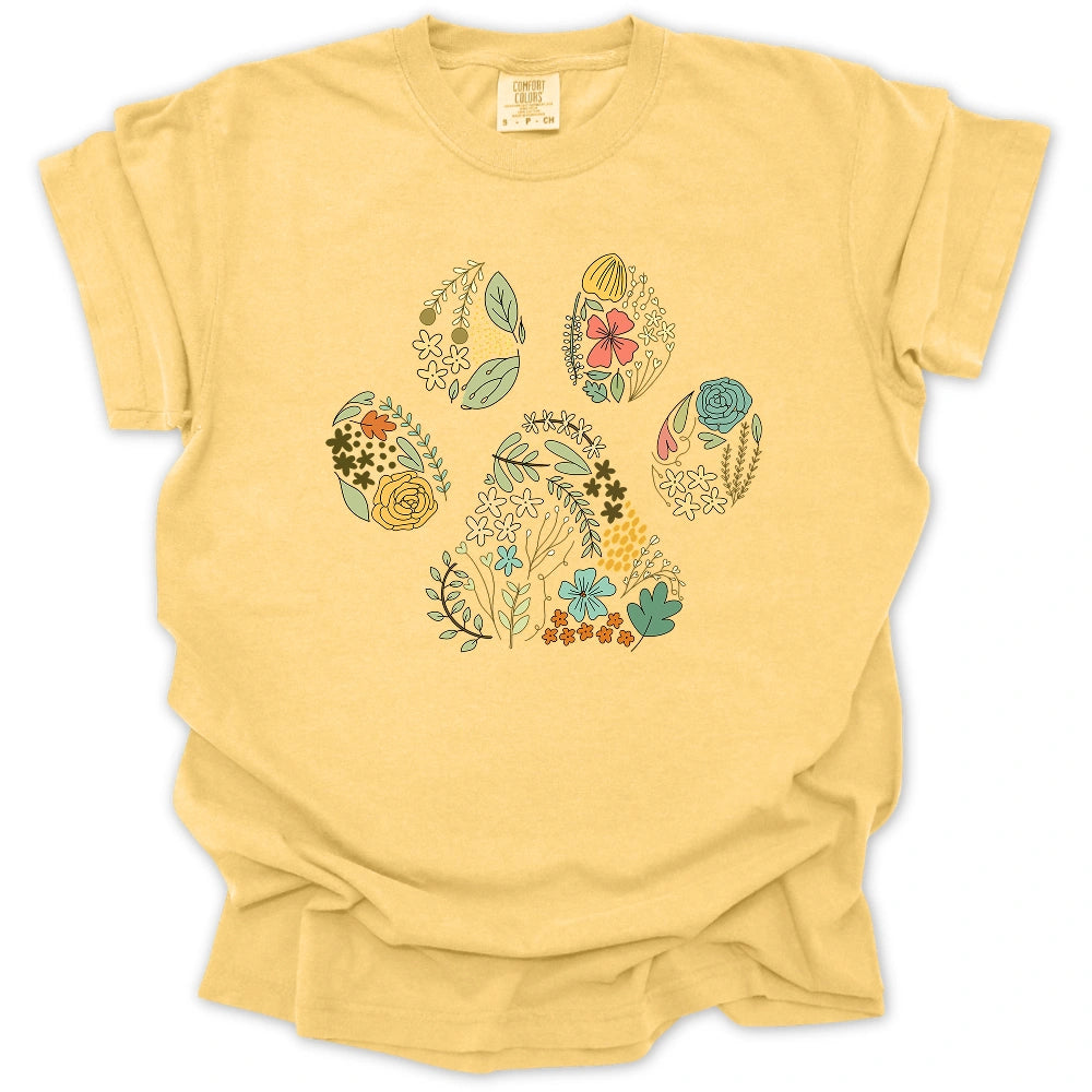 Floral Dog Paw T-shirt