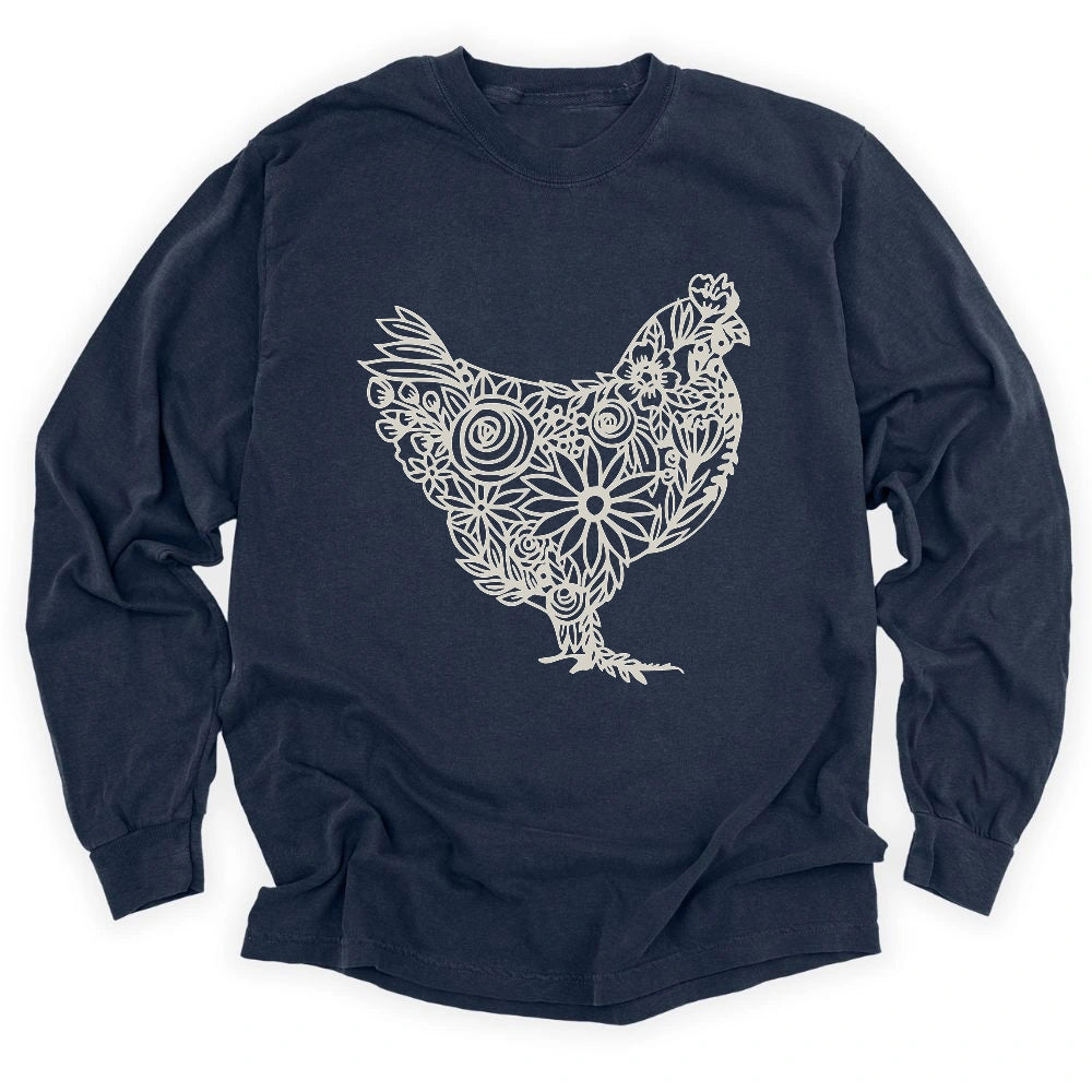 Garden Blossom Chicken Long Sleeve T-shirt
