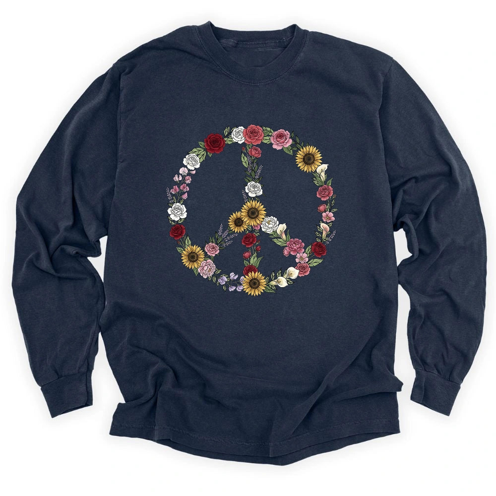 Peace Love Flowers Long Sleeve T-shirt