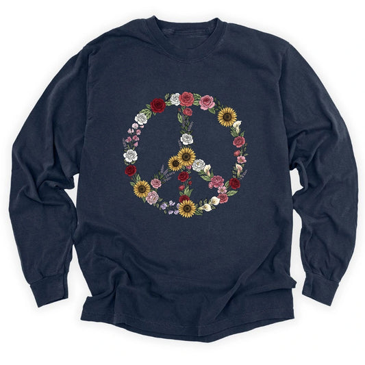 Peace Love Flowers Long Sleeve T-shirt