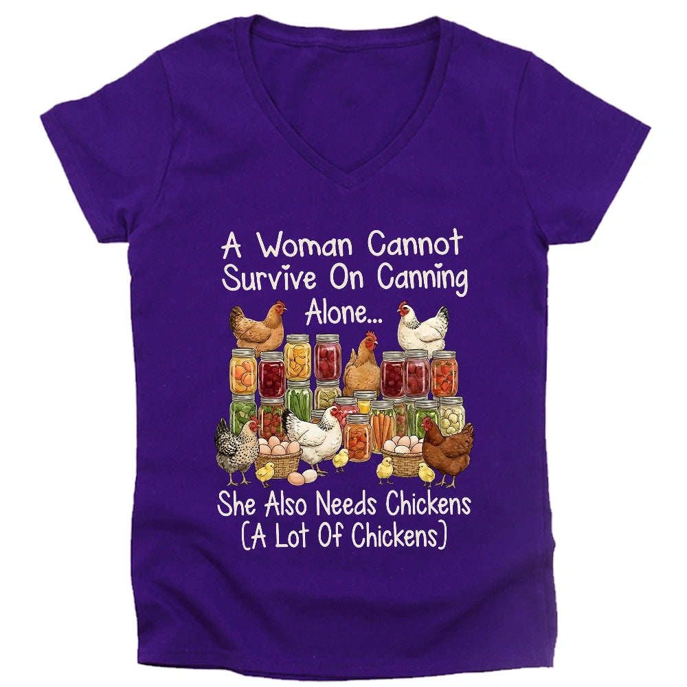 Canning & Chickens Lover Lady V-neck