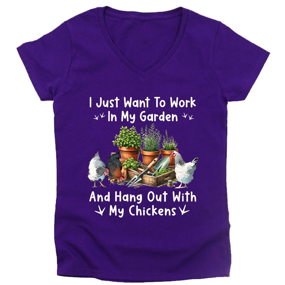 Garden & Chickens Lady V-neck