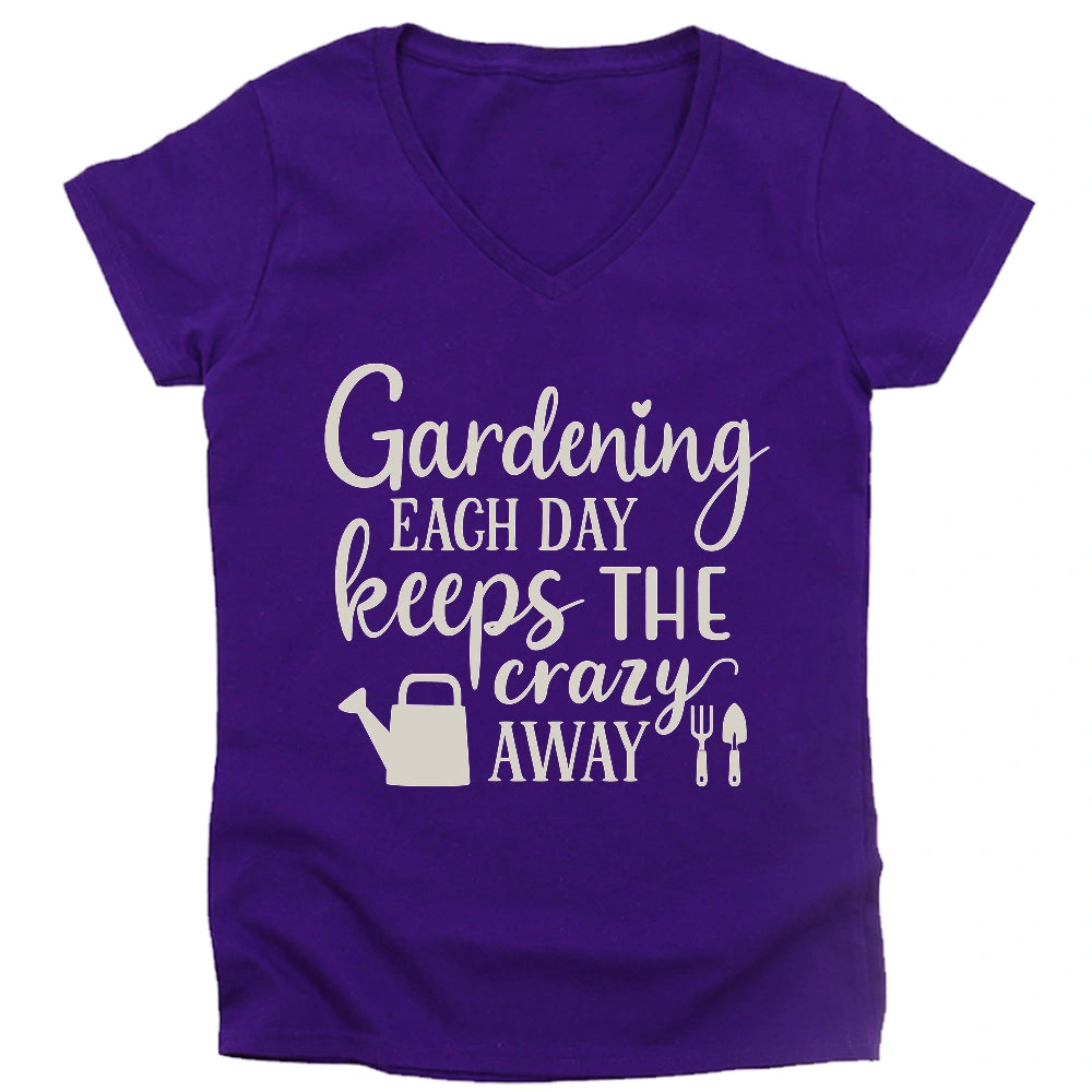 Gardening Keeps Crazy Away Lady V-neck