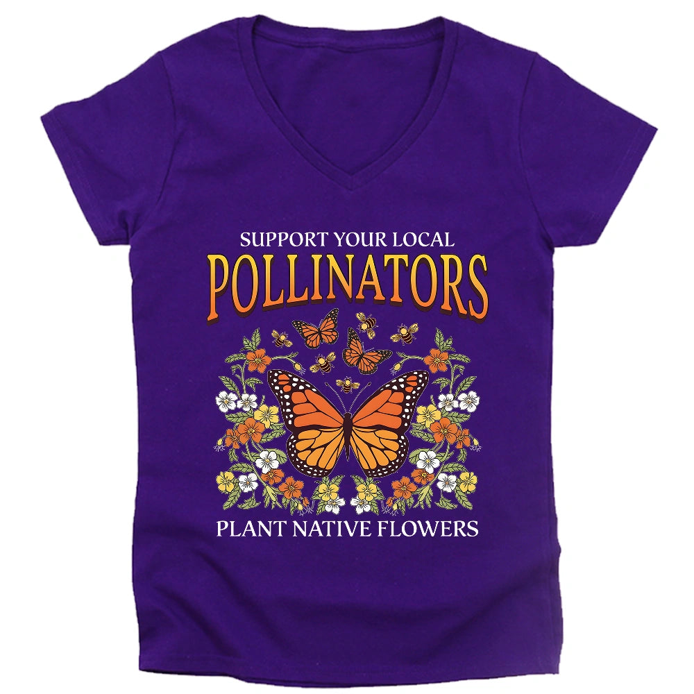 Support Your Local Pollinators Lady V-neck