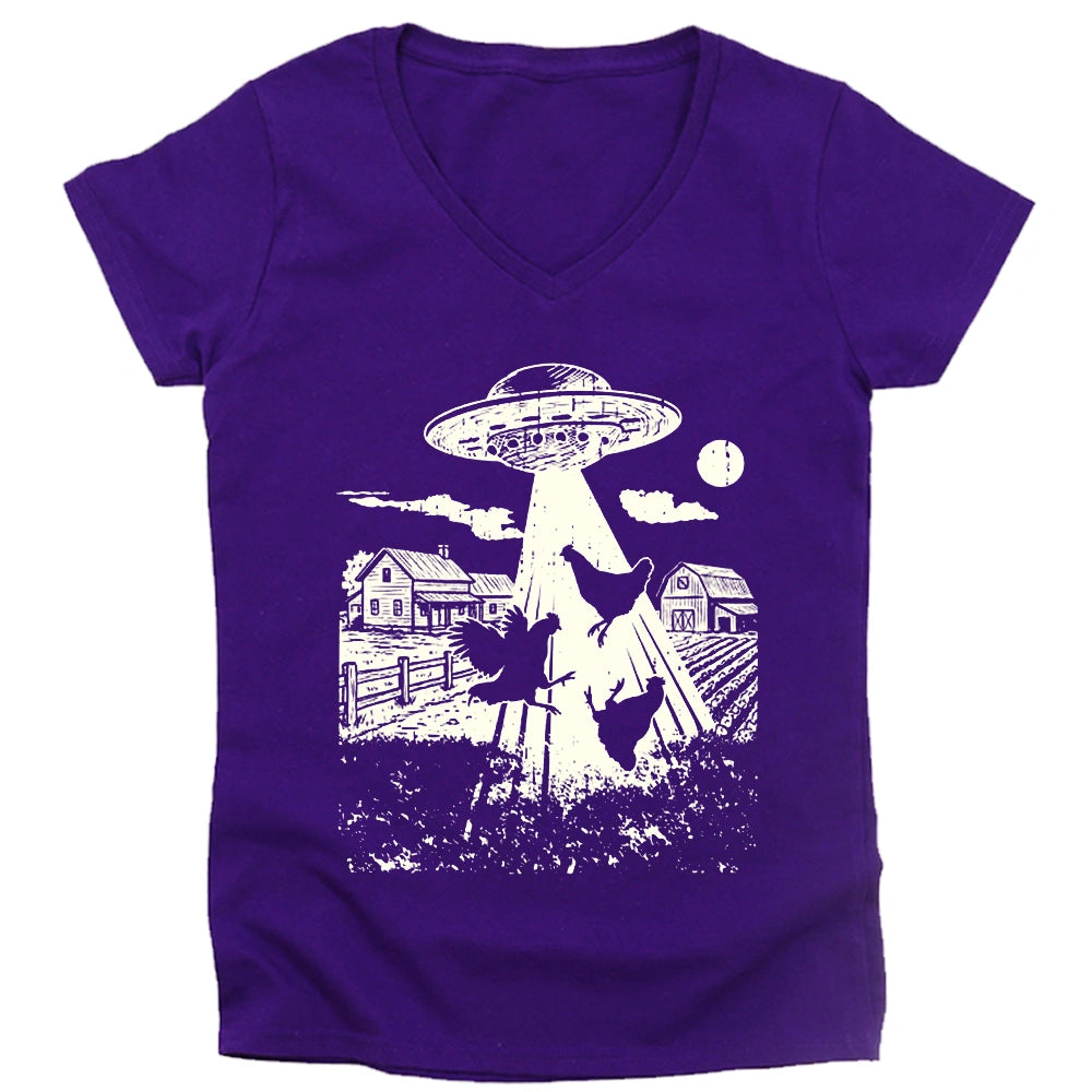 UFO Chickens Lady V-neck