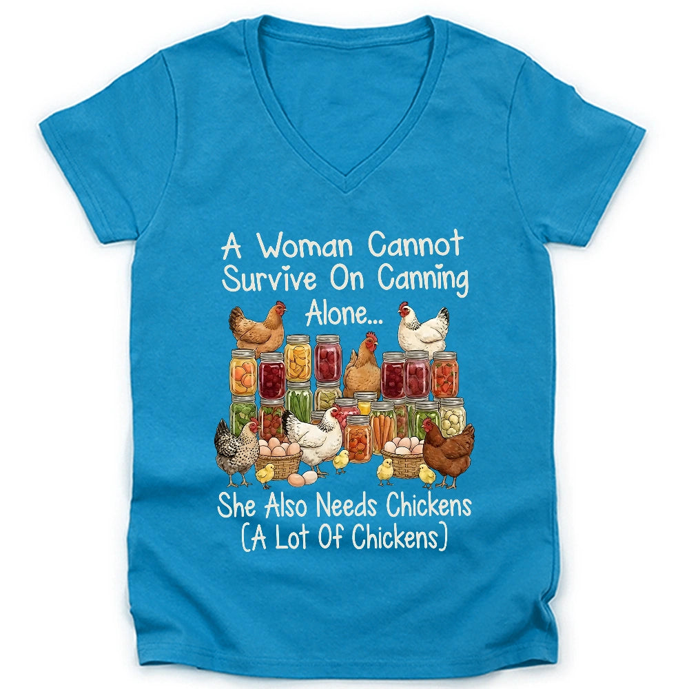 Canning & Chickens Lover Lady V-neck