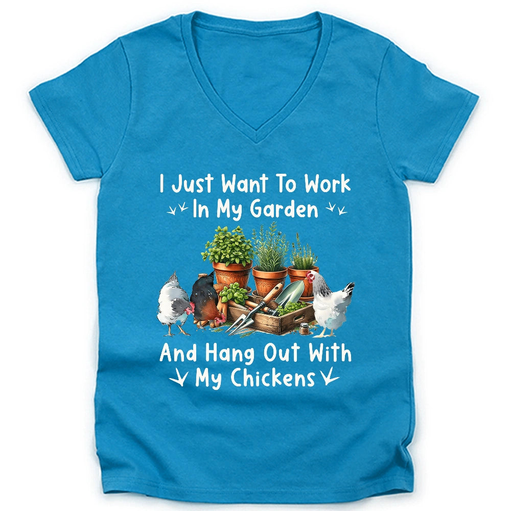 Garden & Chickens Lady V-neck