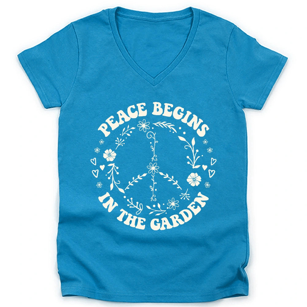 Peace Garden Lady V-neck