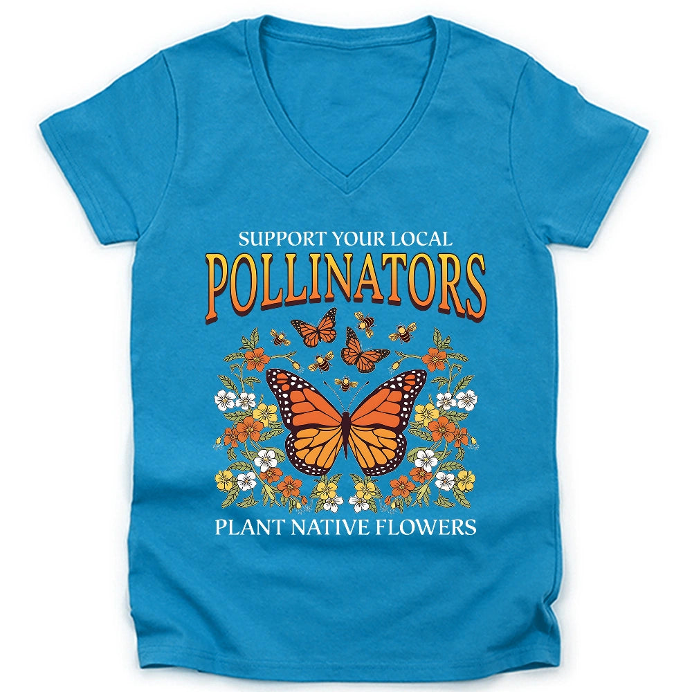 Support Your Local Pollinators Lady V-neck
