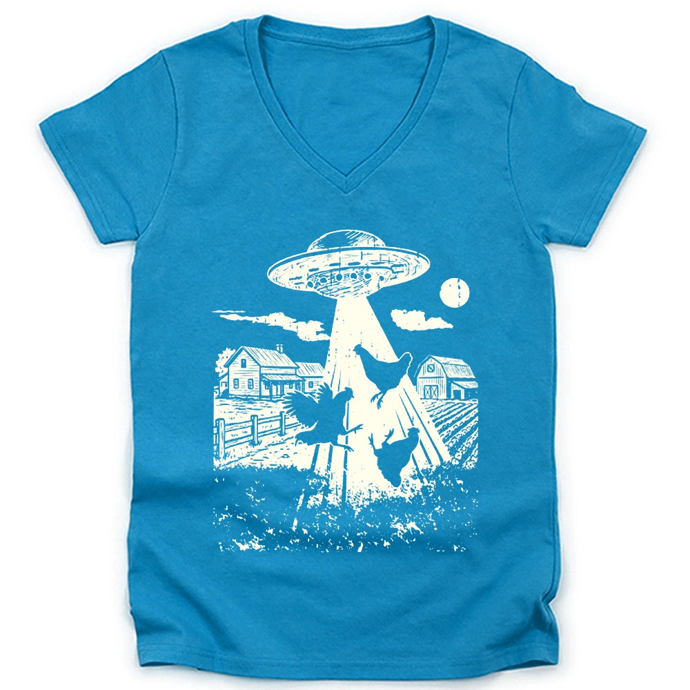 UFO Chickens Lady V-neck
