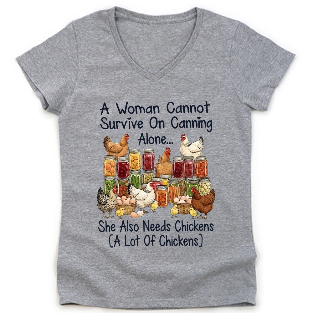 Canning & Chickens Lover Lady V-neck