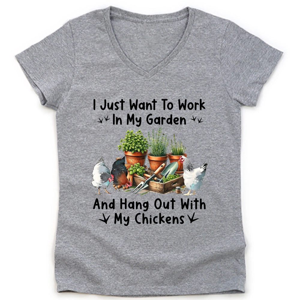 Garden & Chickens Lady V-neck