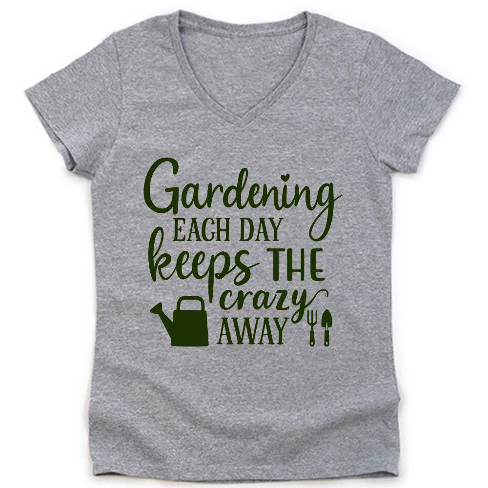 Gardening Keeps Crazy Away Lady V-neck
