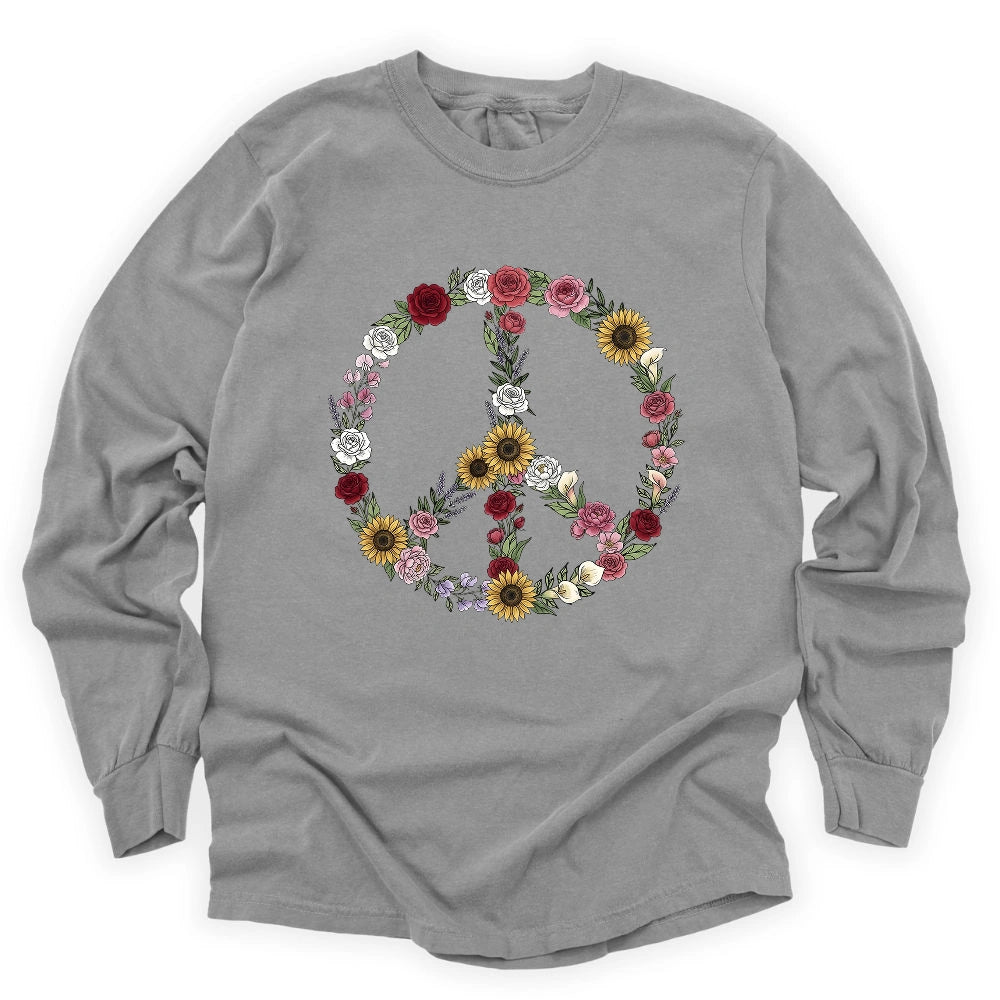 Peace Love Flowers Long Sleeve T-shirt