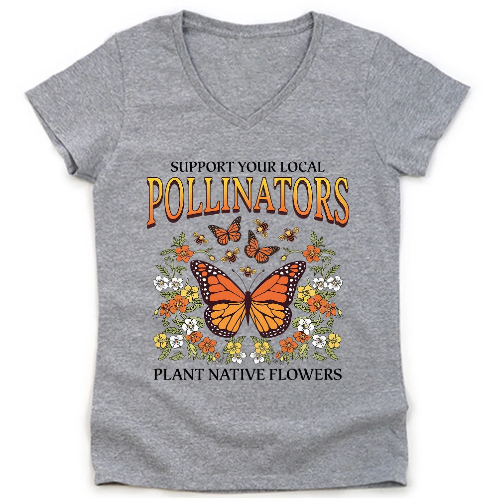 Support Your Local Pollinators Lady V-neck